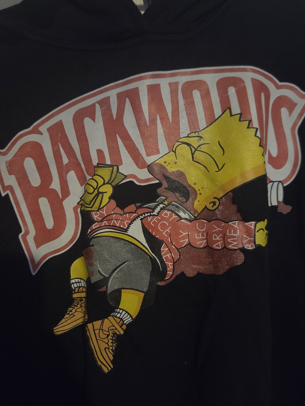 Bart Simpson Black Backwoods Graphic Pullover Hoodie, XL